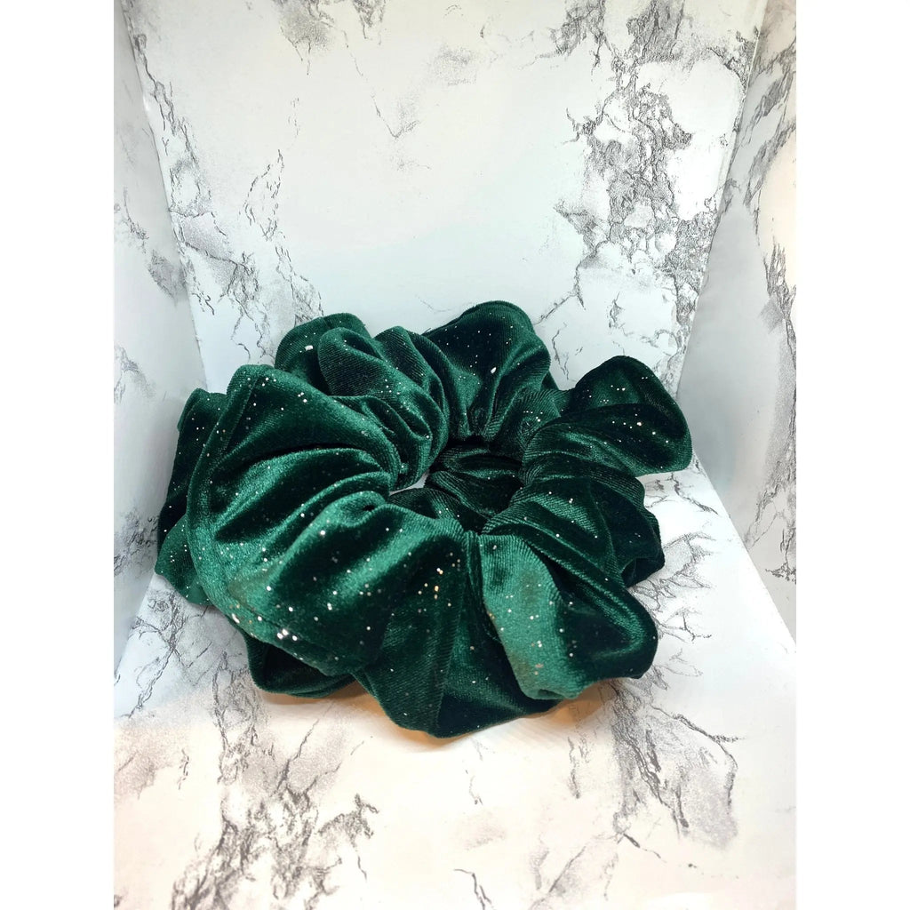 Green Sparkle Velvet Christmas Scrunchie