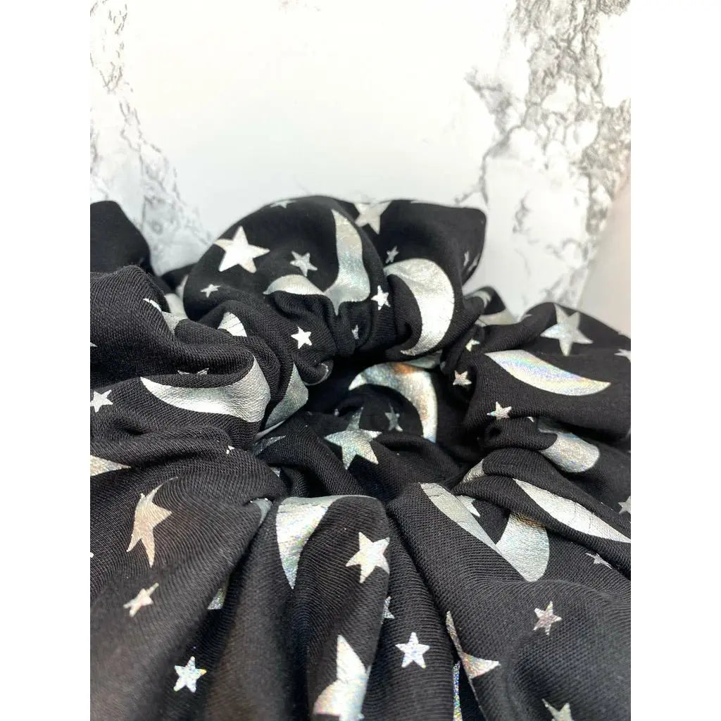 Holographic Moon and Star Halloween Scrunchie