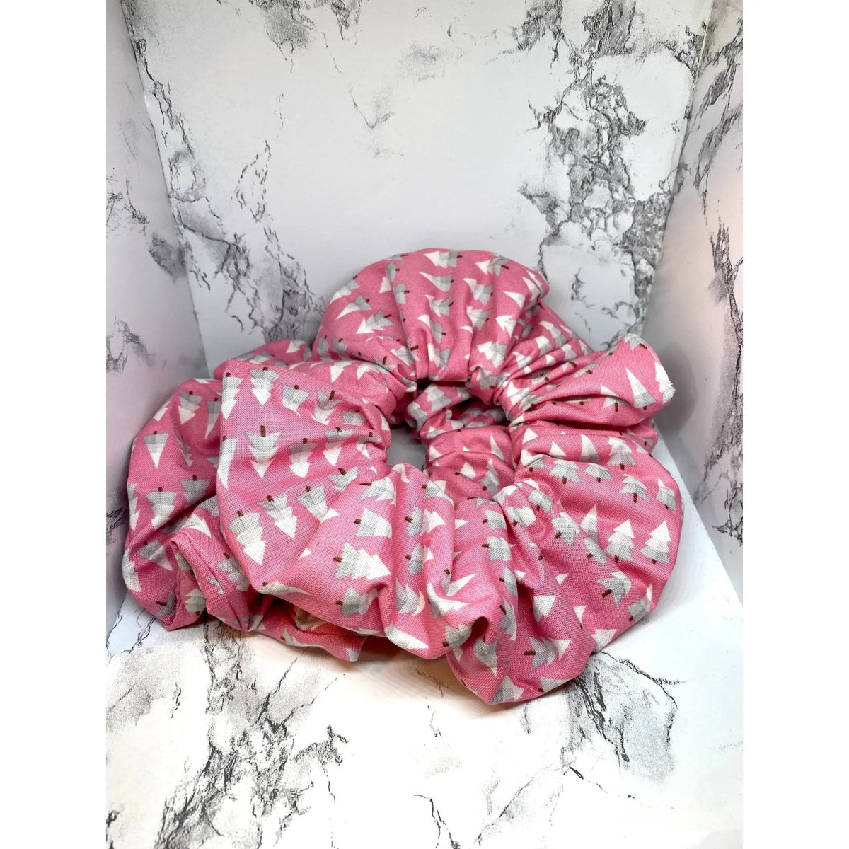Pink Trees Christmas Scrunchie