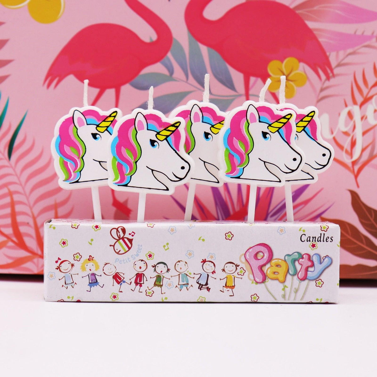 Cartoon Unicorn & Flamingo Candles, Fun Cake Toppers, Paraffin, Ideal for Parties