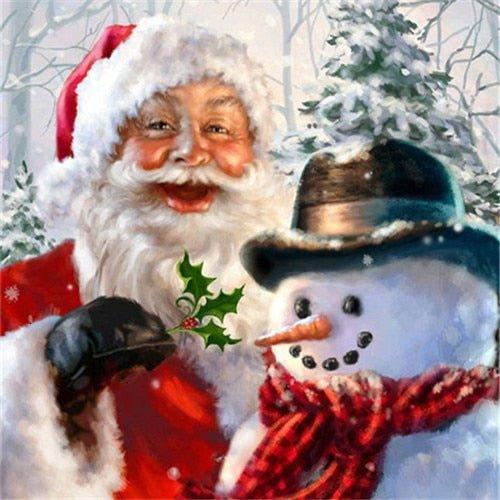 5D Snowman Couple Diamond Painting Kit, Full Resin Rhinestone DIY Canvas Art