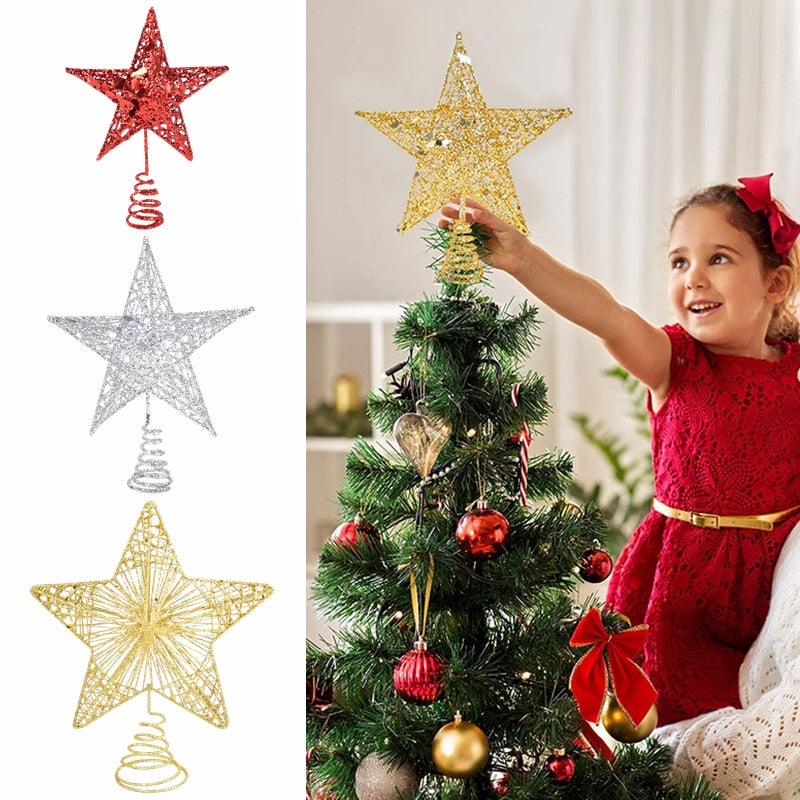 Hollow Sparkle Star Toppers Christmas Tree Topper