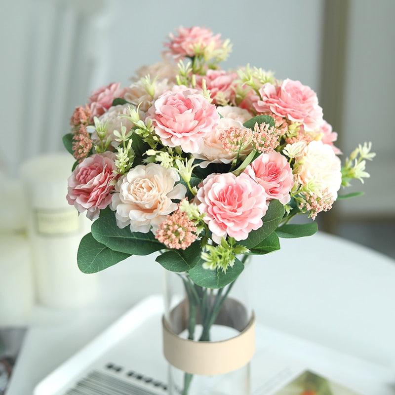 12-Rose Artificial Silk Flower Bouquet