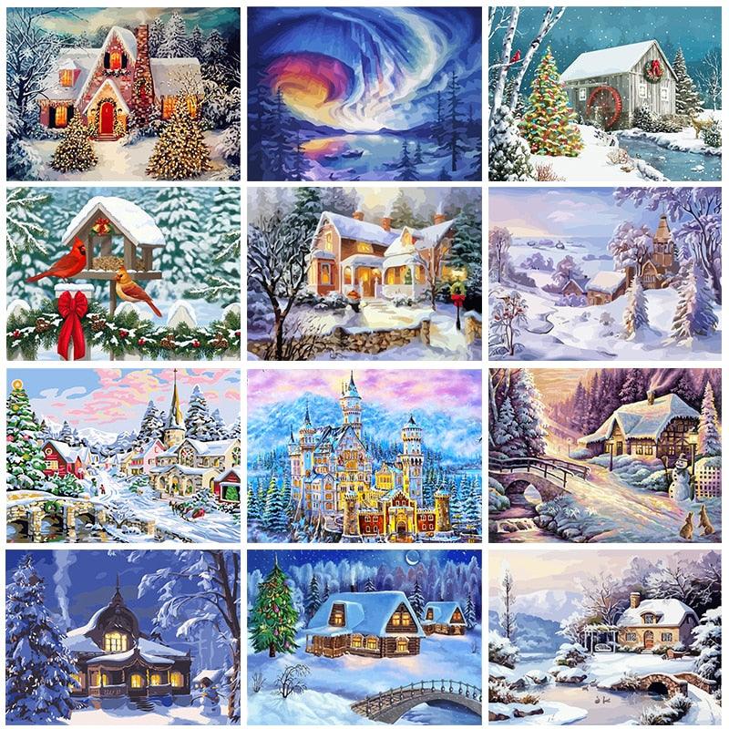 Frame Painting By Kits Numbers Christmas Landscape