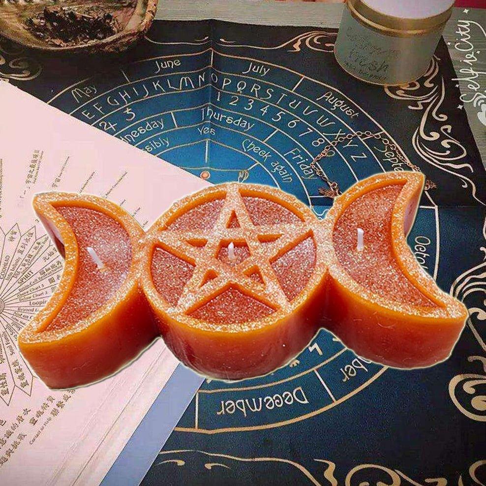 Triple-Moon Goddess Ritual Candle