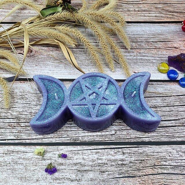 Triple-Moon Goddess Ritual Candle