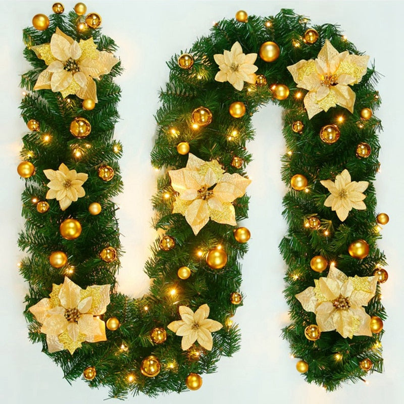 Christmas LED Rattan Garland Decorative Green Wreath