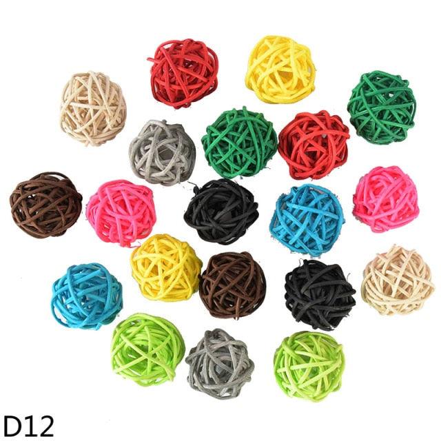 20-Piece 3 cm Rattan Decorative Ball Set