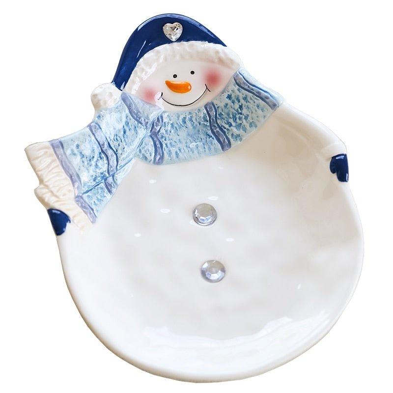 Ceramic Snowman Snack Bowl - Festive Christmas Serving Dish