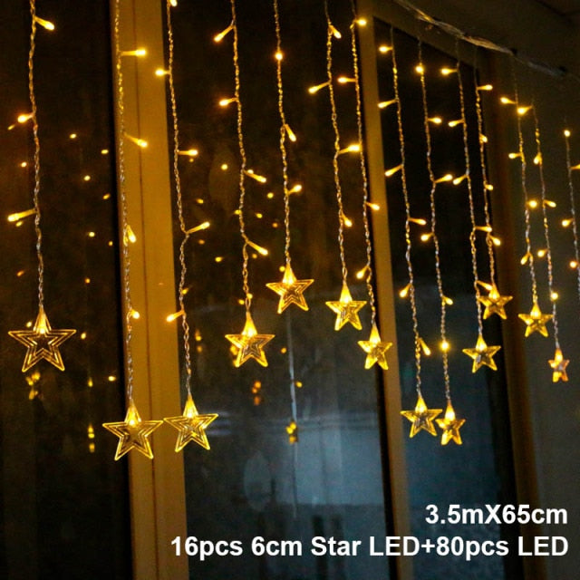 Elk Bell String Garland Curtain Light LED Christmas Decor