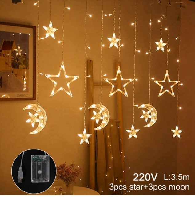Elk Bell String Garland Curtain Light LED Christmas Decor
