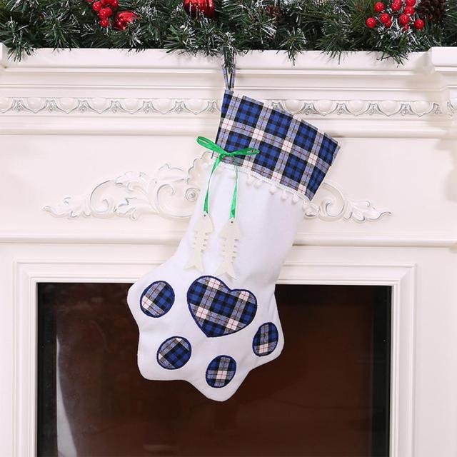 Buffalo Plaid Dog Paw Christmas Stocking