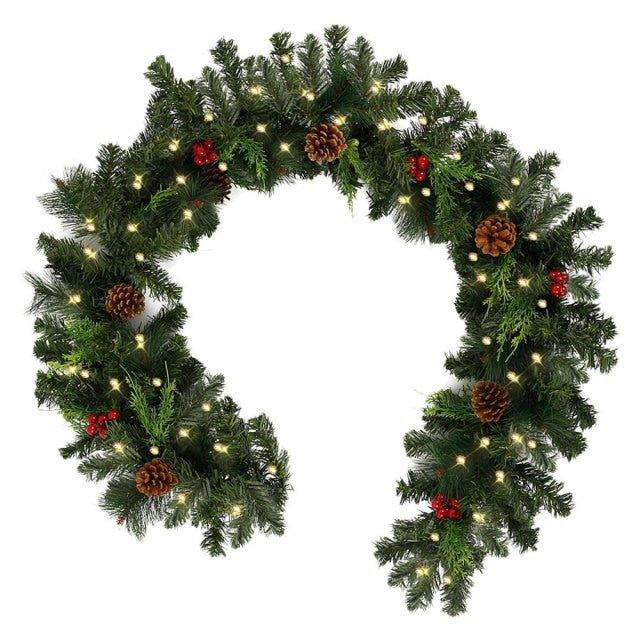 Lighted Christmas Rattan Wreath & Letter Decorations