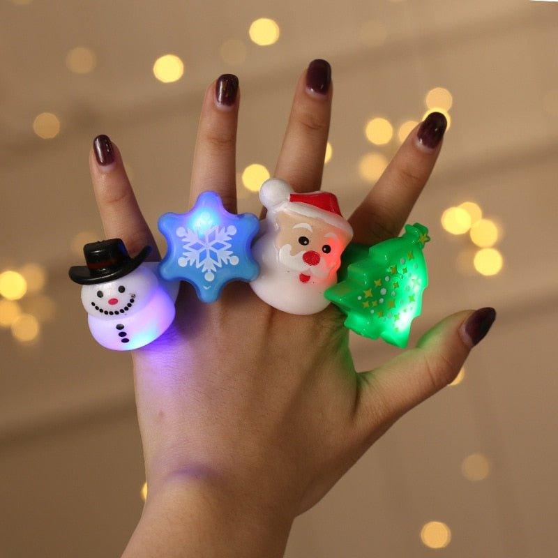 Christmas LED Finger Lights - Fun Party Rings for Kids & Decor