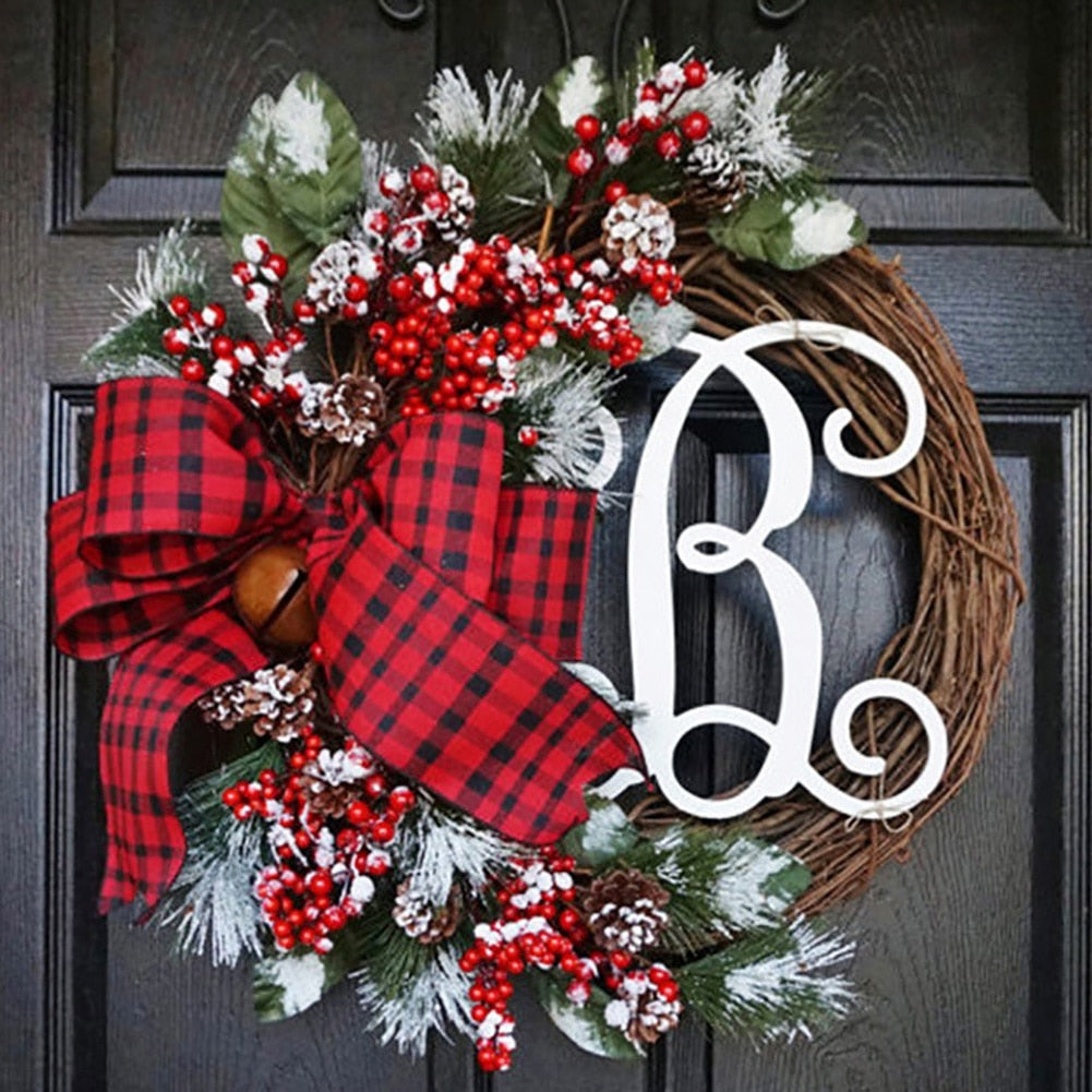 Red Bowknot Christmas Decoration Wreath