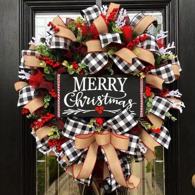 Red Bowknot Christmas Decoration Wreath