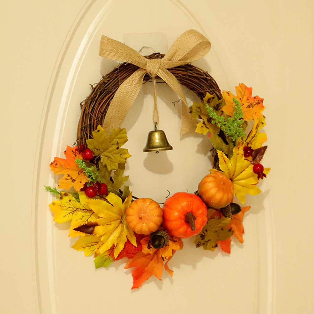 30 cm Harvest Maple Leaf & Pumpkin Wreath