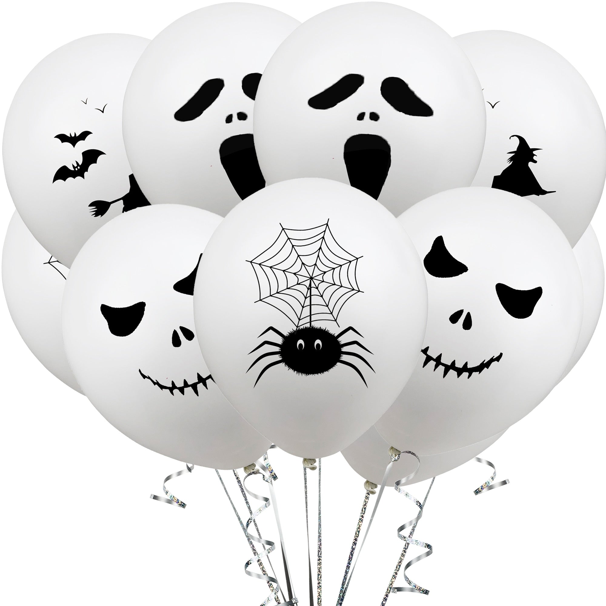 White Latex Balloons Spider Ghost Witch Air Balloons