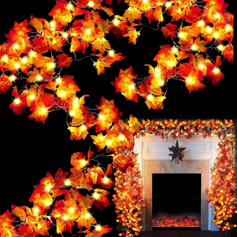 LED Decorations Maple Leaf Garland String Lights