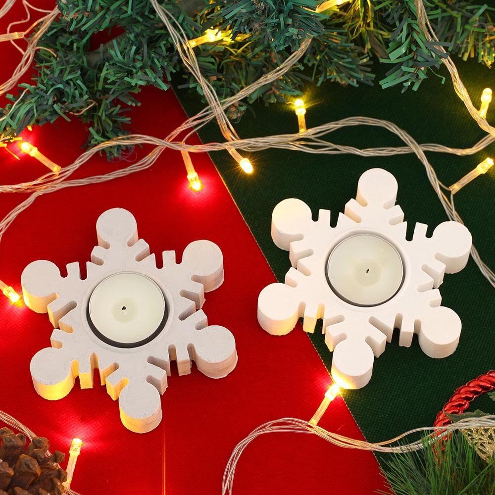 Concrete Candlestick Mold Silicone Snowflake Shape Candle