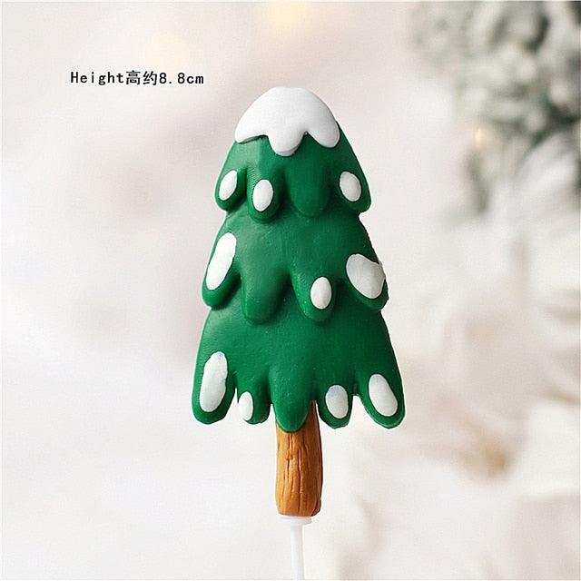 Santa Claus Elk Train Tree Christmas Cake Toppers