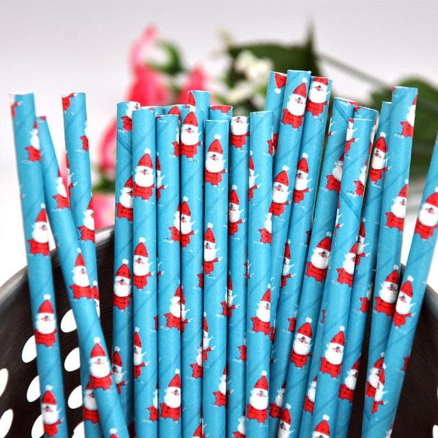 Christmas Themed Printed Paper Straws