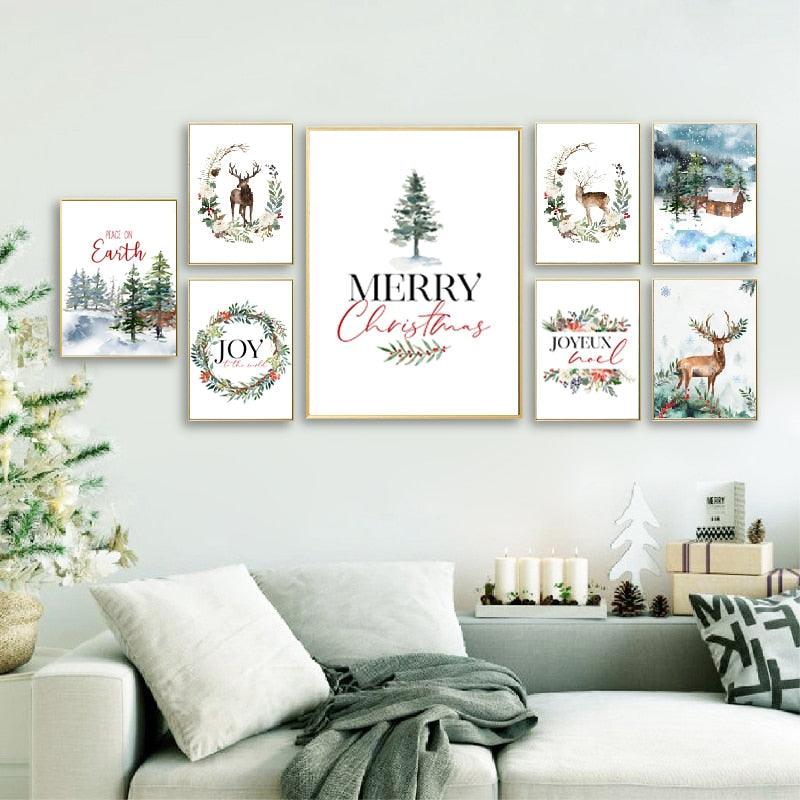 Merry Christmas Theme Art Posters and Prints