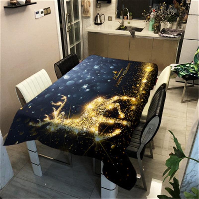 Christmas Printed Decorative Linen Tablecloth Oilproof Thick