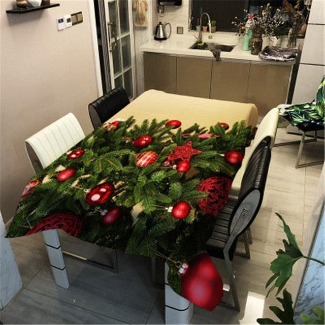 Christmas Printed Decorative Linen Tablecloth Oilproof Thick