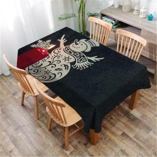 Christmas Printed Decorative Linen Tablecloth Oilproof Thick