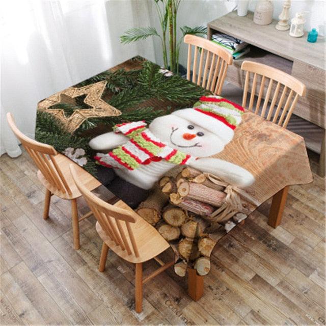 Christmas Printed Decorative Linen Tablecloth Oilproof Thick