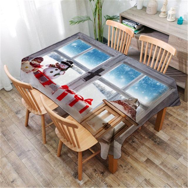 Christmas Printed Decorative Linen Tablecloth Oilproof Thick