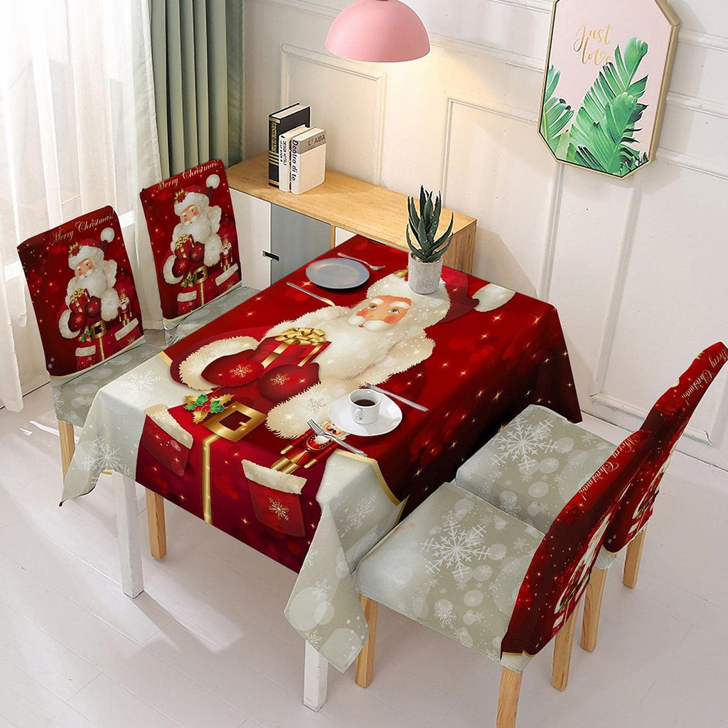 Polyester Rectangular Decoration Dining Table Santa Cover