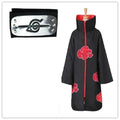 Akatsuki Costume3Pcs with Headband and Ring  Akatsuki Halloween Cloak Cape Itachi Robe Cosplay Anime Costume with Konoha Bandeau