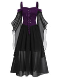 Women Halloween Gothic Punk Plus Size Lace Dress