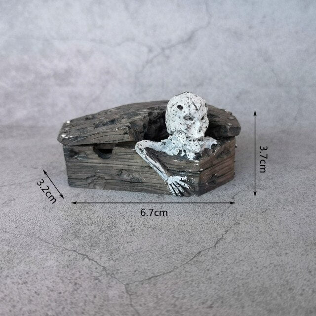 Skull Coffin Halloween Decor Figure Resin Craft