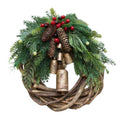 Rustic Farmhouse Christmas Rattan Wreath, 12 x 12 in (30 x 30 cm)