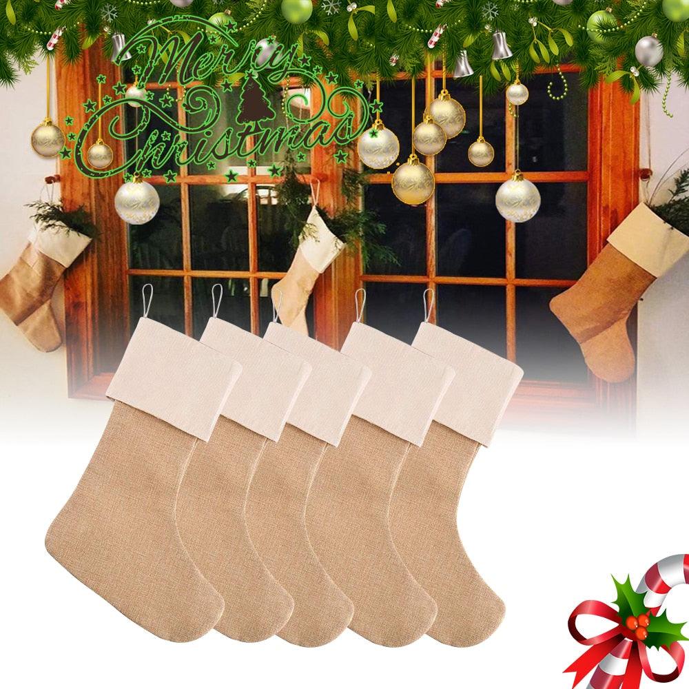 Large Burlap Christmas Stocking