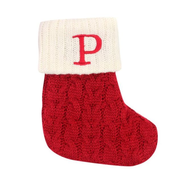 Knitted Red Snowflake Embroidered Alphabet Letters Stocking