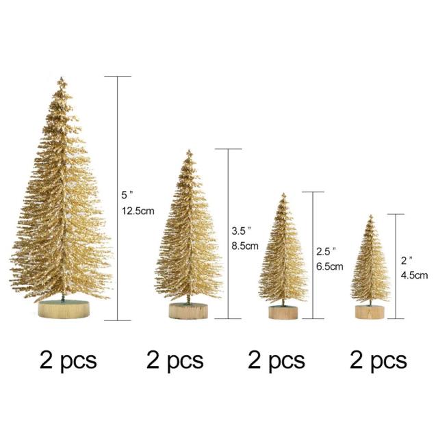 S Wood Mini Christmas Tree Decorations New Year Artificial Tree
