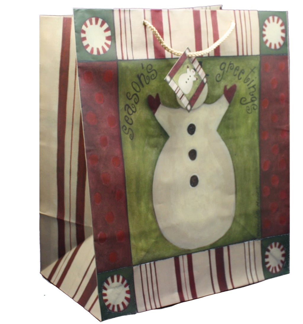 Season's Greetings Snowman Gift Bag - Large