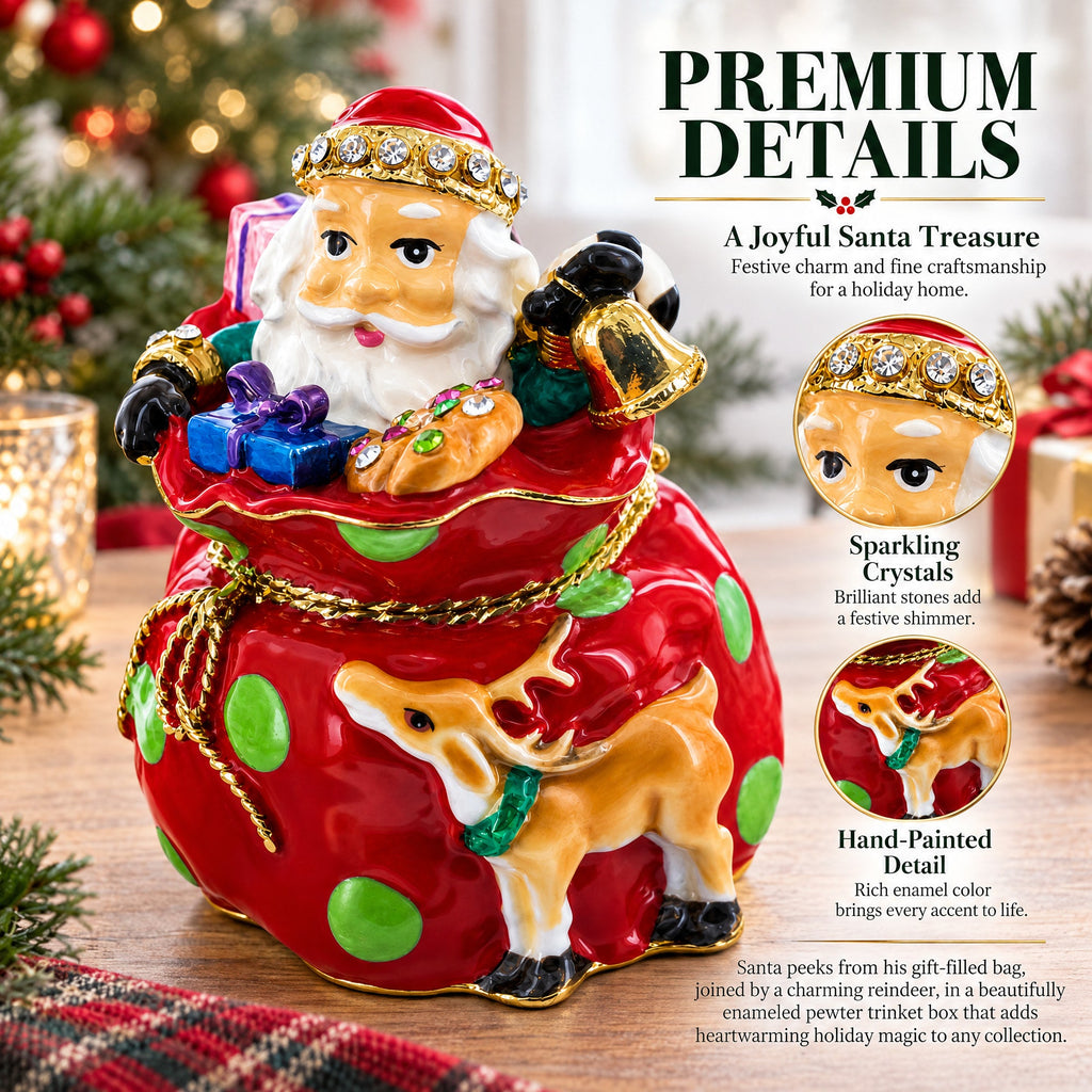 Santa in Gifts Bag Trinket Box Figurine