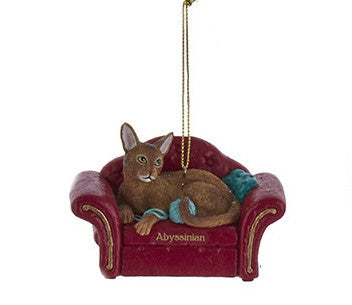 Cat On Red Sofa Ornament -