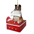 Sheltie with Bone Ornament