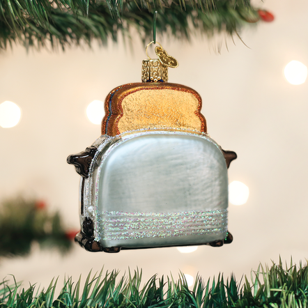Retro Toaster Glass Ornament