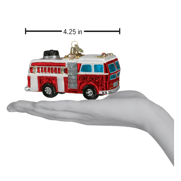 Fire Truck Glass Ornament