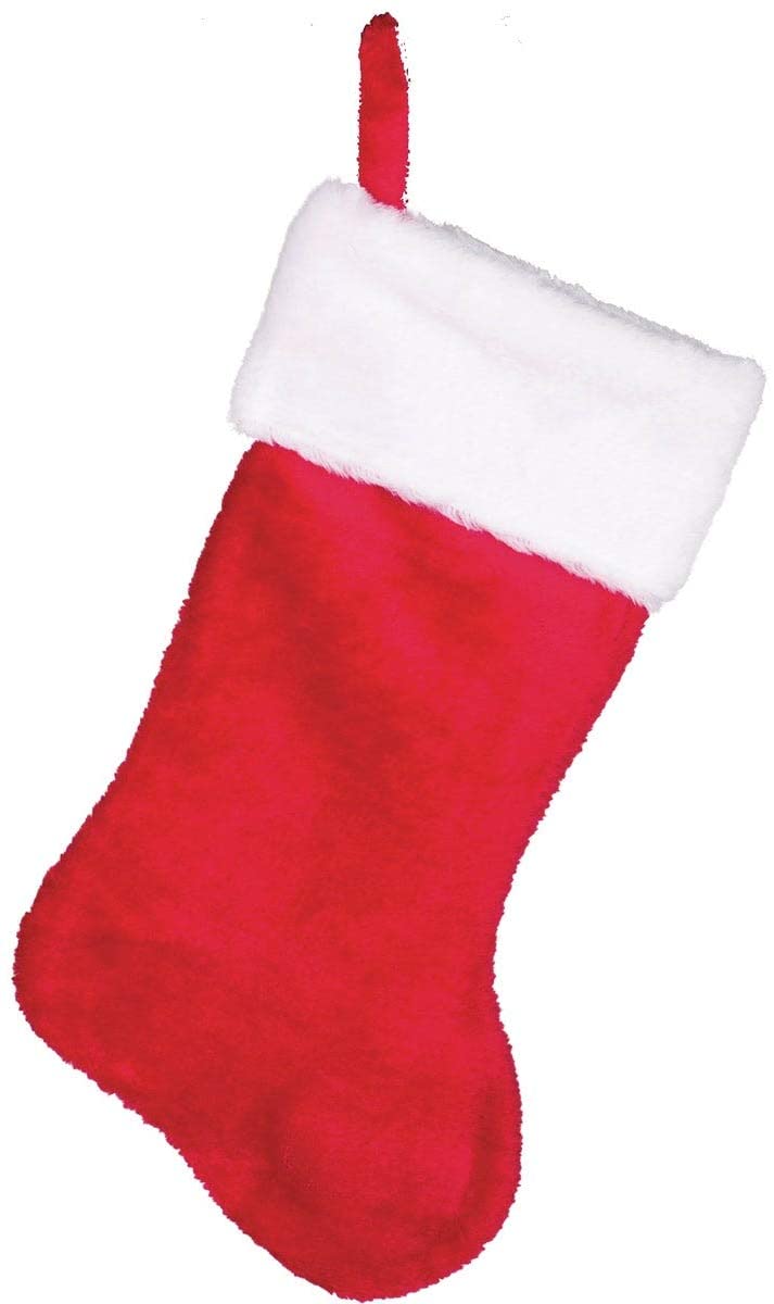 17" Red Plush Stocking With White Cuff