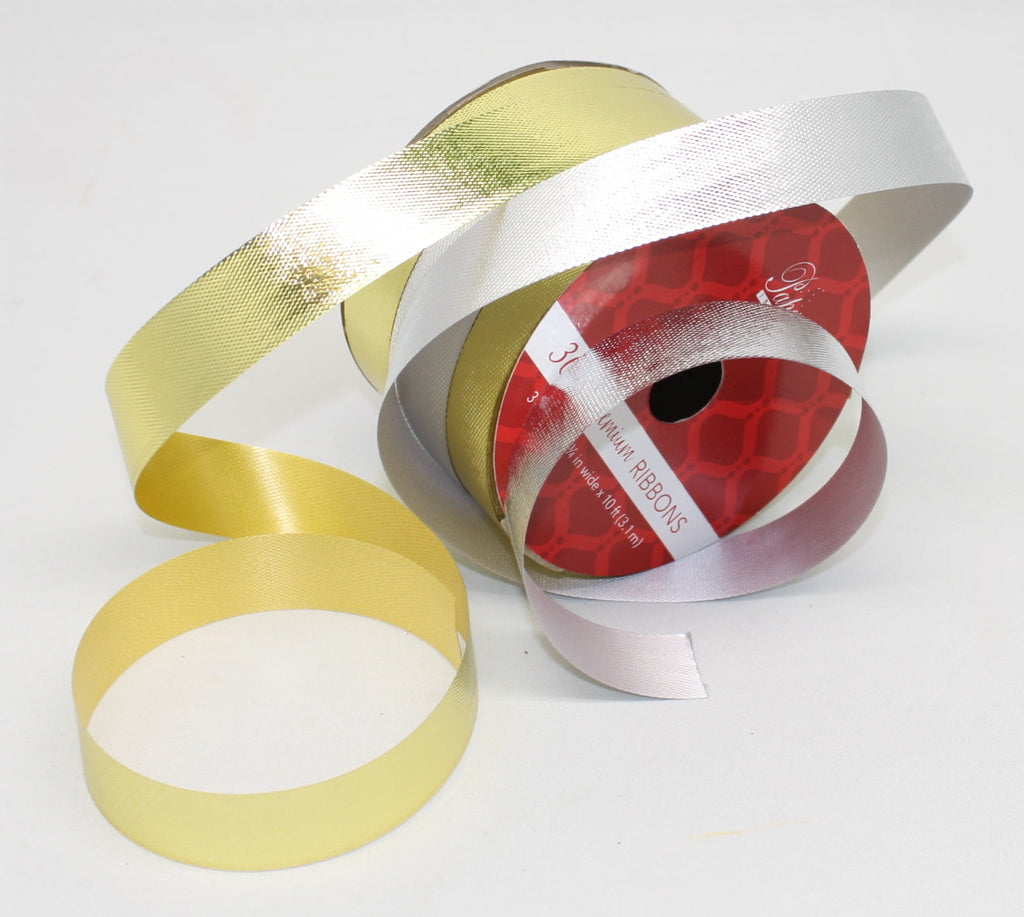 10 Foot Premium Ribbon 3 Piece Set - Gold/Silver/Gold