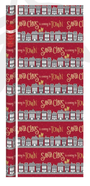 Premium Holiday Roll Wrap - 80 Square Feet - Santa Claus is coming to Town
