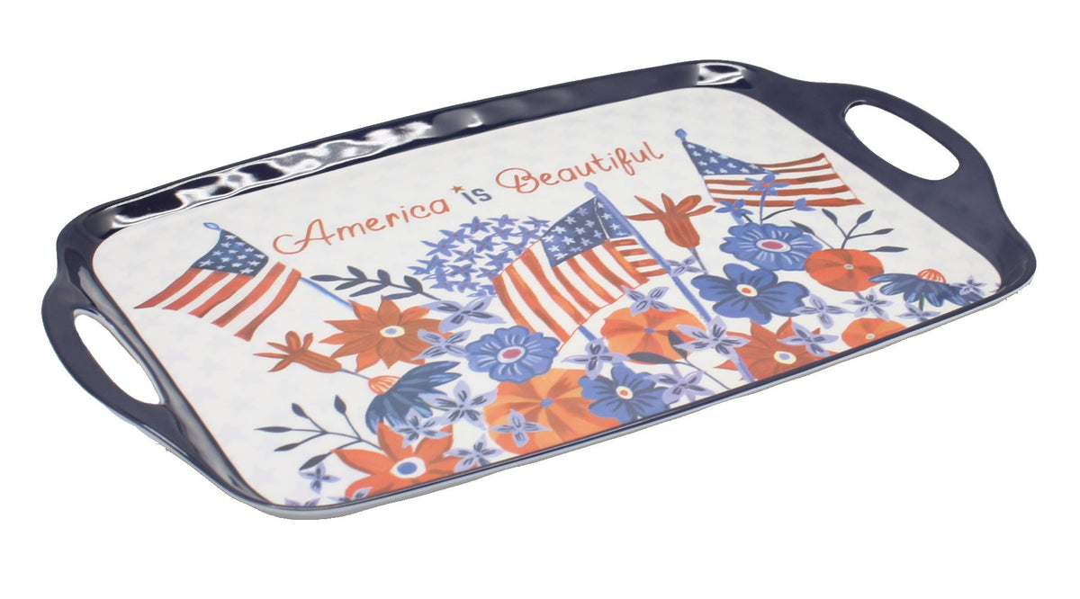 Stars and Stripes Rectangular Serving Tray With Handles